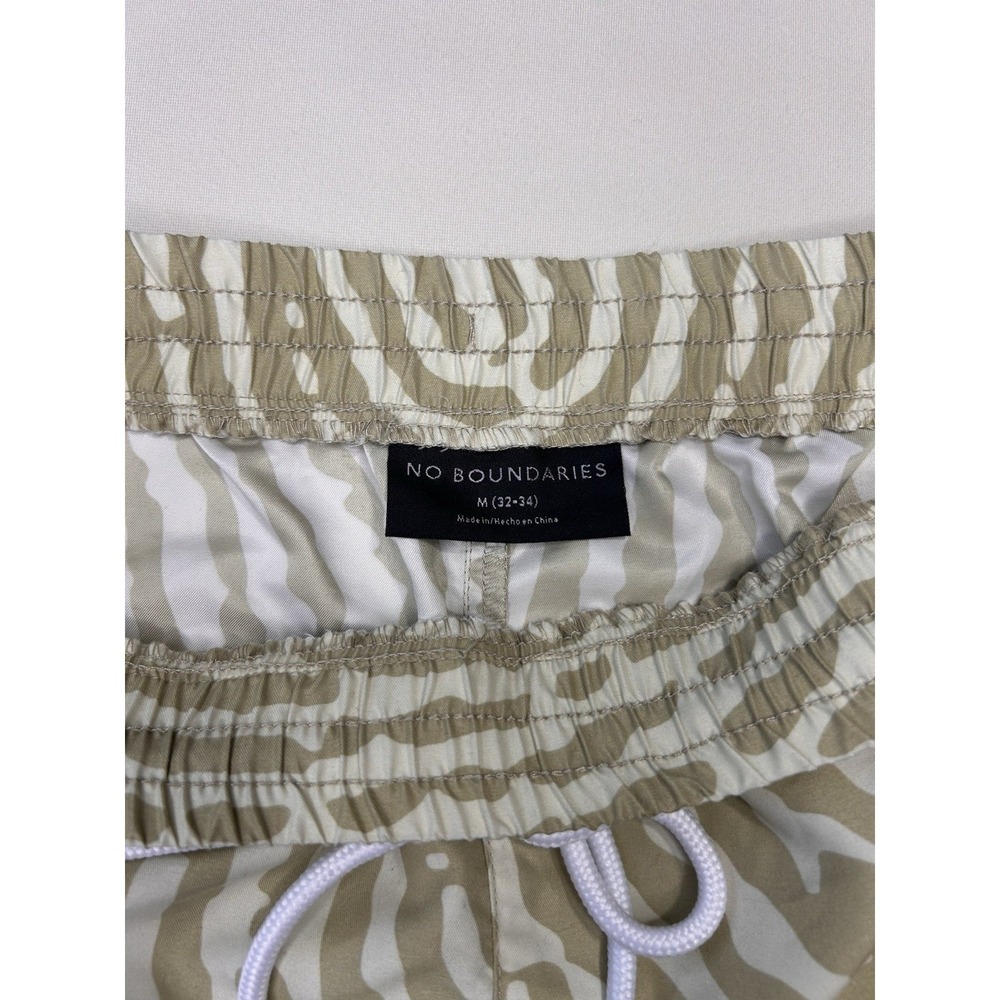 No Boundaries Men's Swim Trunks M 32-34 Tan Zebra Print Board Shorts Lined - Picture 3 of 9
